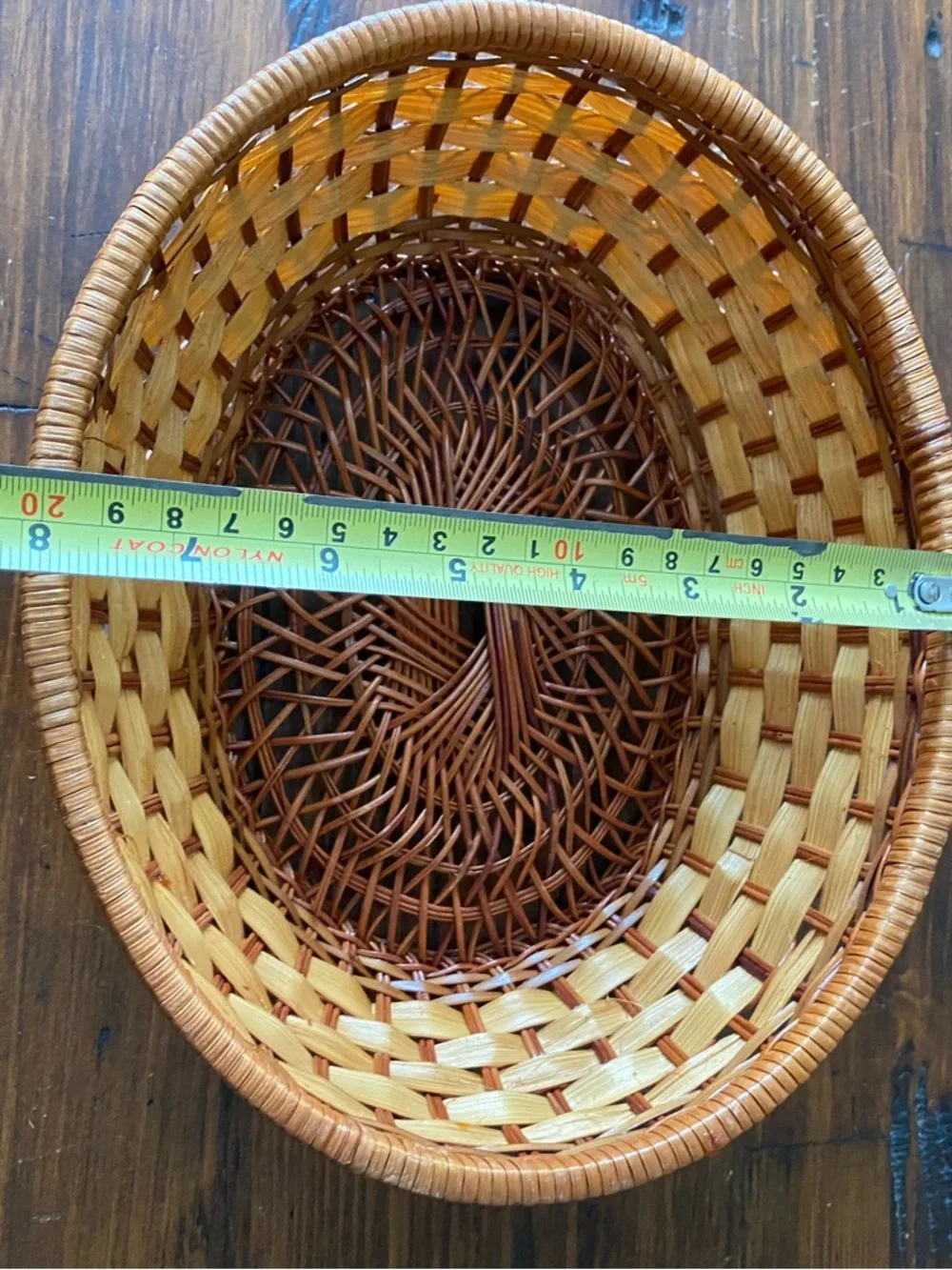 Handwoven Round Wicker Basket in Honey‎ Brown boho cottagecore home decor
